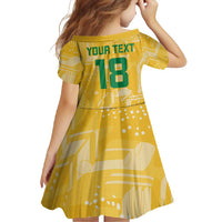 Custom Guyana Football Family Matching Off Shoulder Maxi Dress and Hawaiian Shirt One Team One Game Yellow Version - Wonder Print Shop