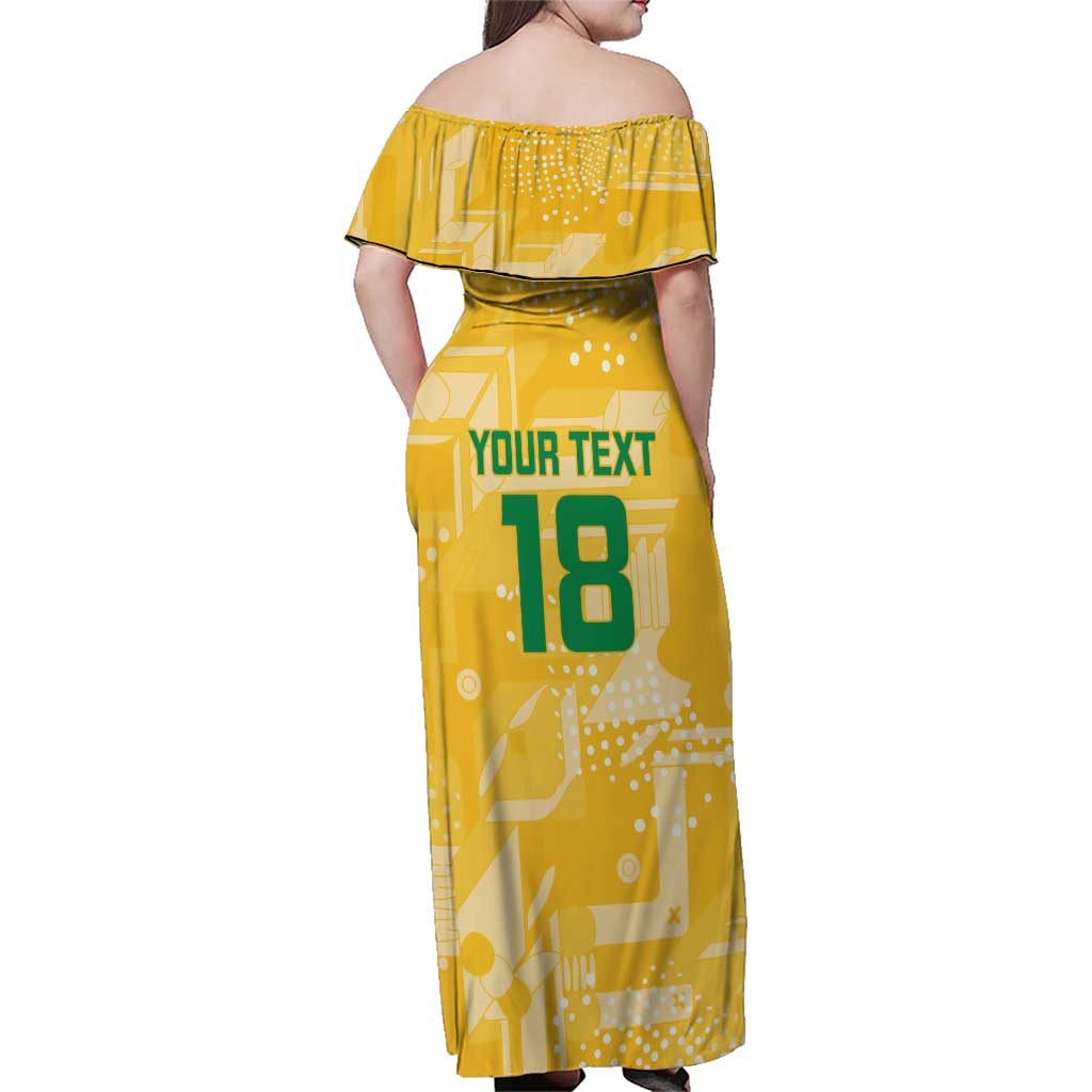 Custom Guyana Football Family Matching Off Shoulder Maxi Dress and Hawaiian Shirt One Team One Game Yellow Version - Wonder Print Shop