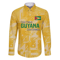 Custom Guyana Football Family Matching Short Sleeve Bodycon Dress and Hawaiian Shirt One Team One Game Yellow Version - Wonder Print Shop