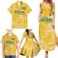 Custom Guyana Football Family Matching Summer Maxi Dress and Hawaiian Shirt One Team One Game Yellow Version - Wonder Print Shop