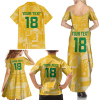 Custom Guyana Football Family Matching Summer Maxi Dress and Hawaiian Shirt One Team One Game Yellow Version - Wonder Print Shop