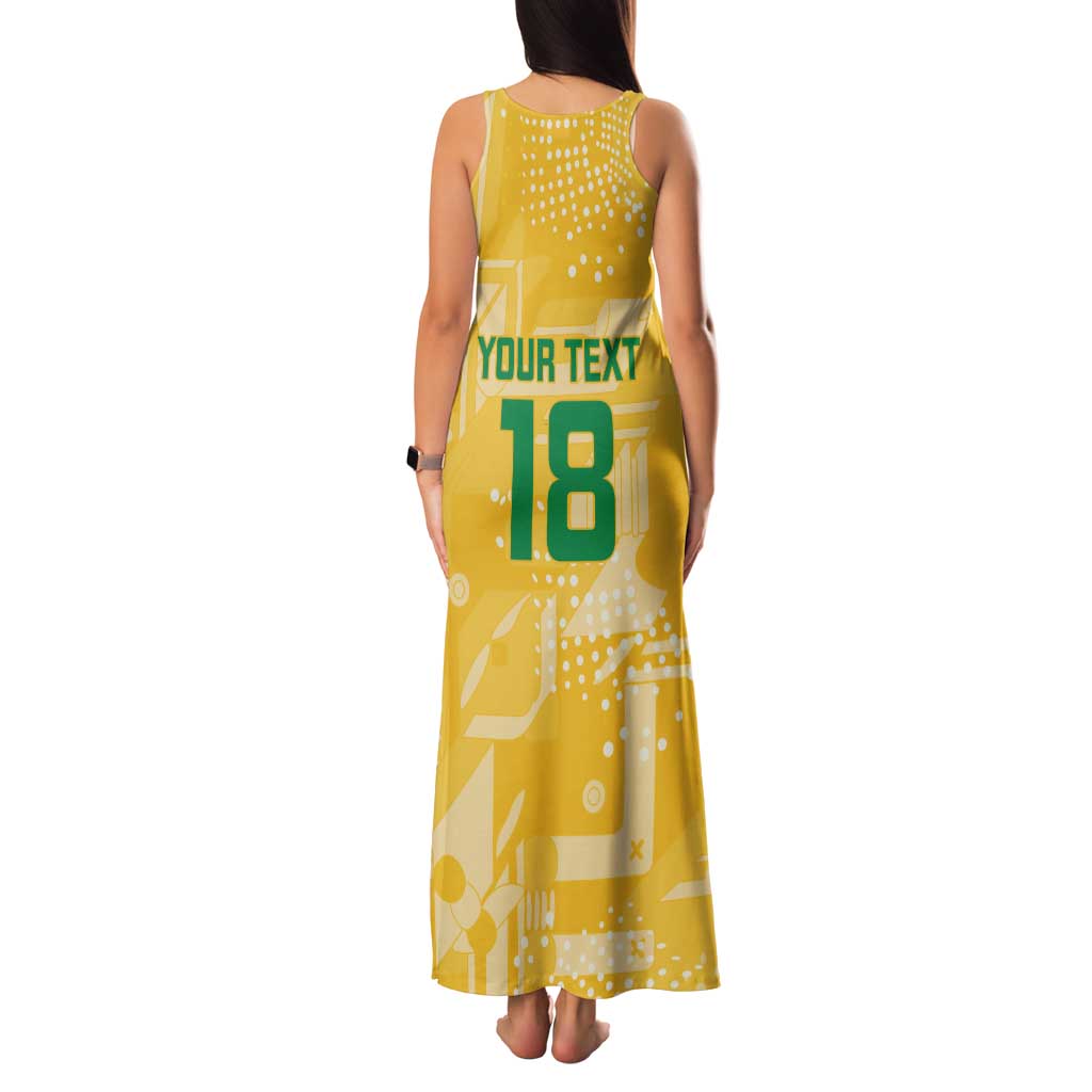 Custom Guyana Football Family Matching Tank Maxi Dress and Hawaiian Shirt One Team One Game Yellow Version - Wonder Print Shop
