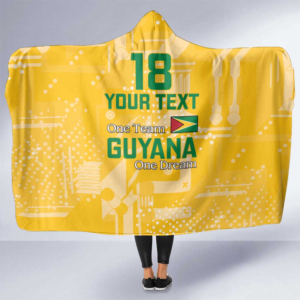 Custom Guyana Football Hooded Blanket One Team One Game Yellow Version - Wonder Print Shop