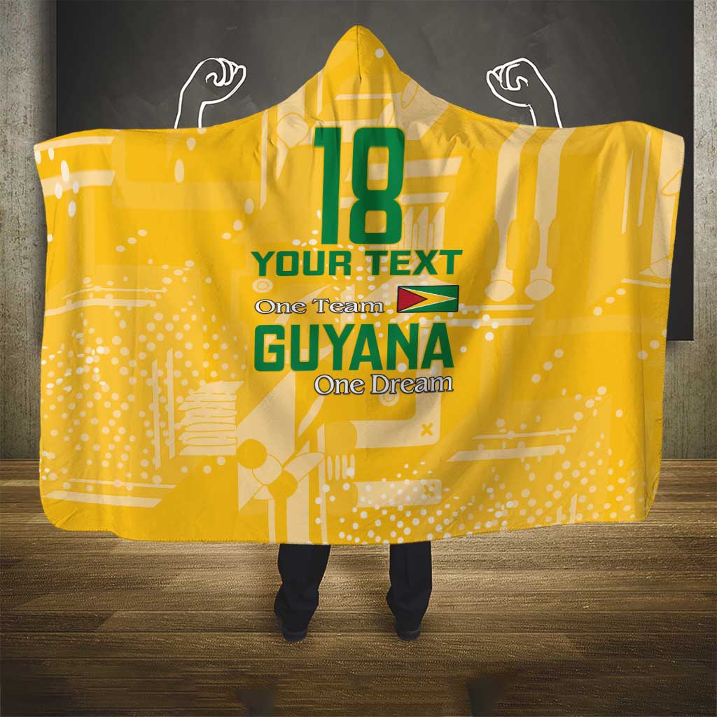 Custom Guyana Football Hooded Blanket One Team One Game Yellow Version - Wonder Print Shop