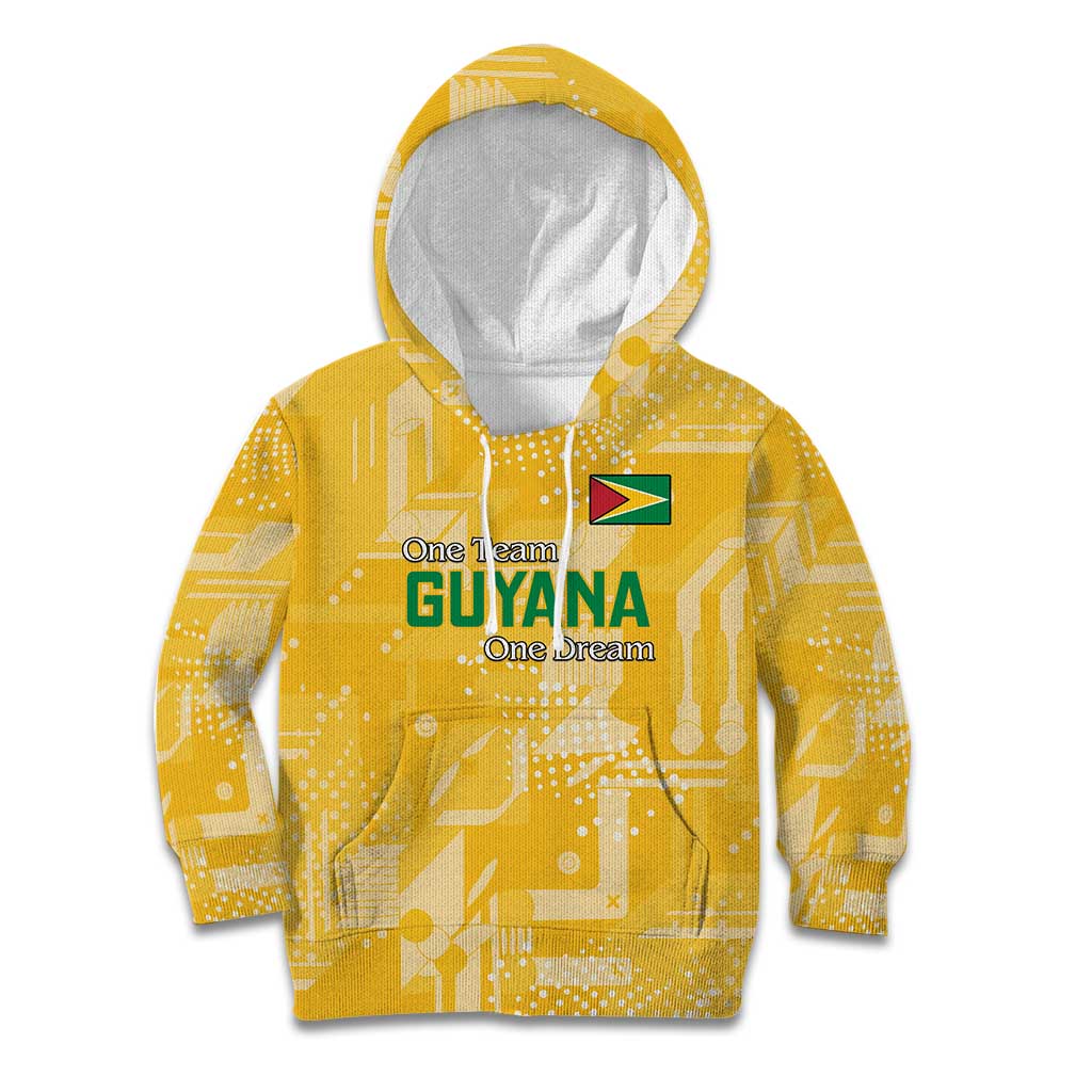 Custom Guyana Football Kid Hoodie One Team One Game Yellow Version - Wonder Print Shop