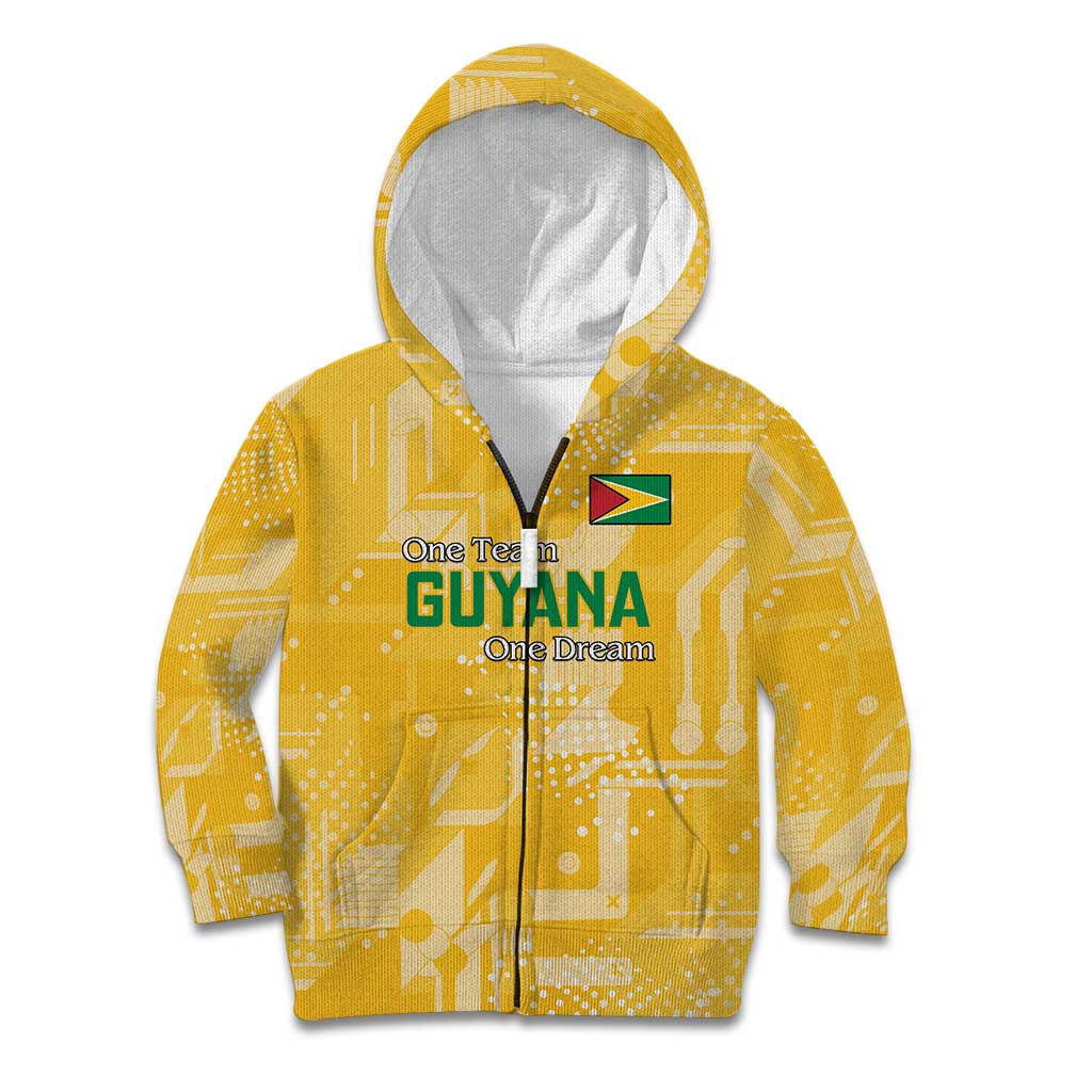 Custom Guyana Football Kid Hoodie One Team One Game Yellow Version - Wonder Print Shop