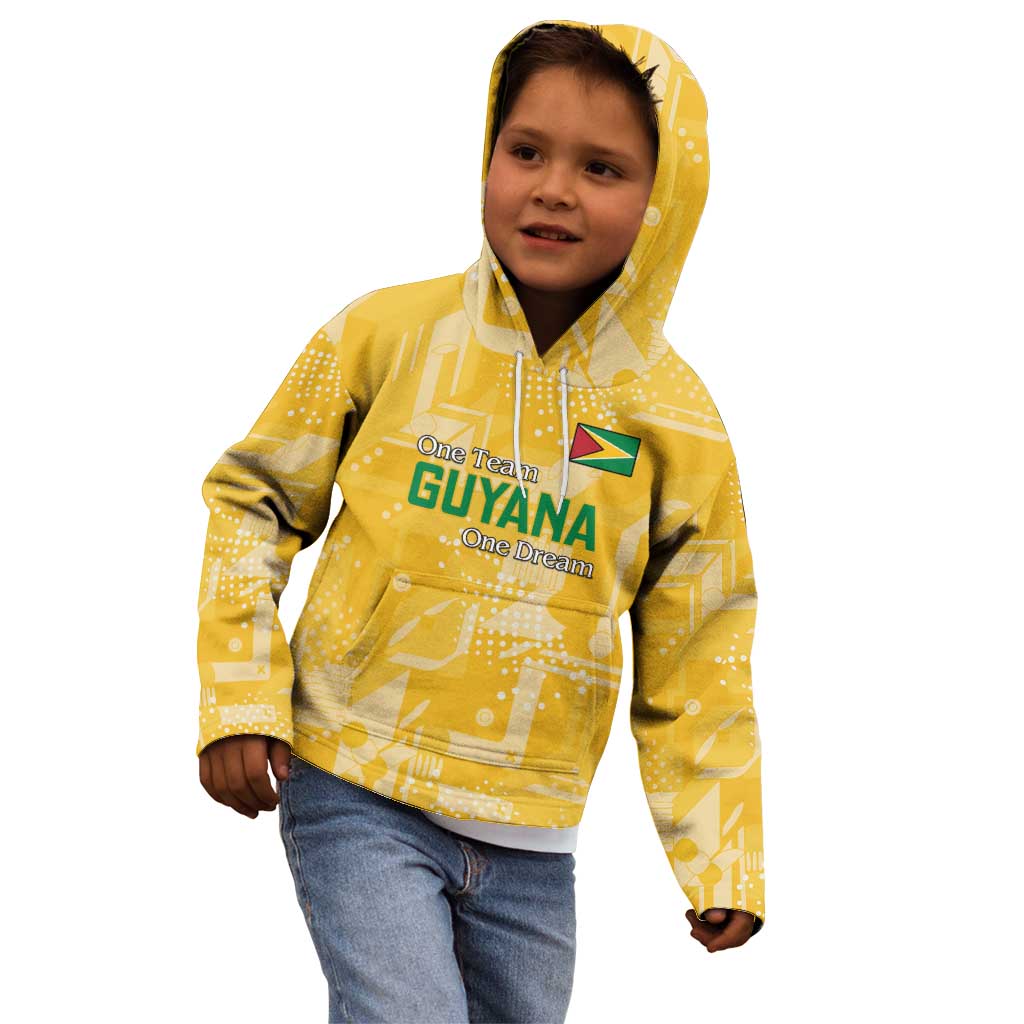 Custom Guyana Football Kid Hoodie One Team One Game Yellow Version - Wonder Print Shop