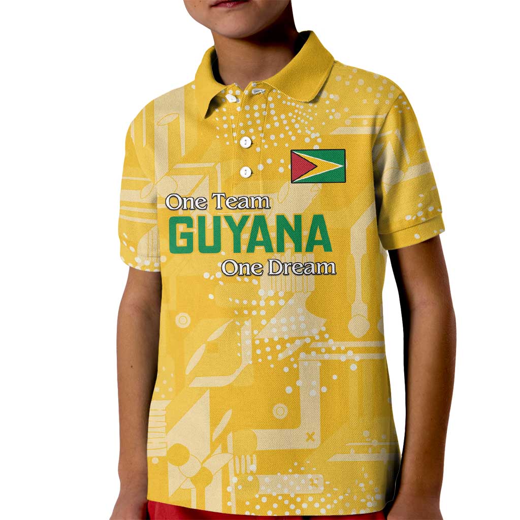 Custom Guyana Football Kid Polo Shirt One Team One Game Yellow Version - Wonder Print Shop