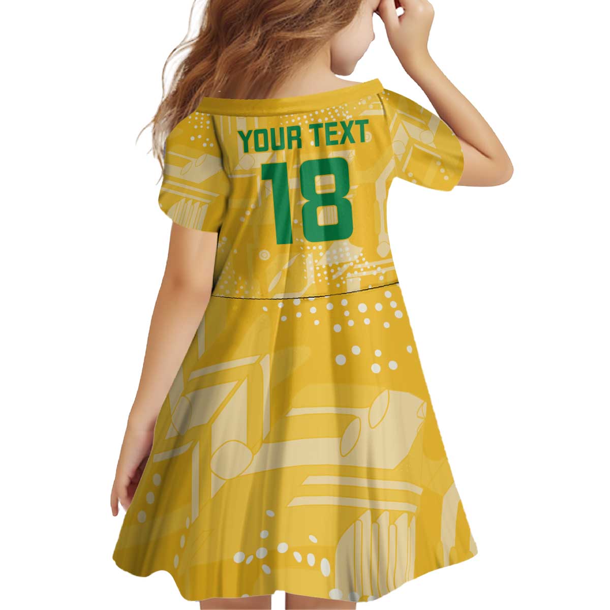 Custom Guyana Football Kid Short Sleeve Dress One Team One Game Yellow Version - Wonder Print Shop
