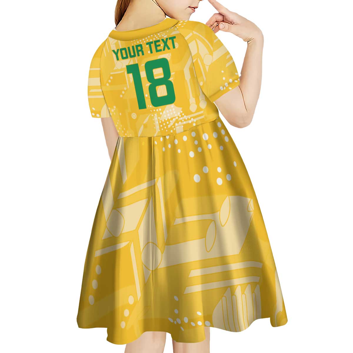 Custom Guyana Football Kid Short Sleeve Dress One Team One Game Yellow Version - Wonder Print Shop