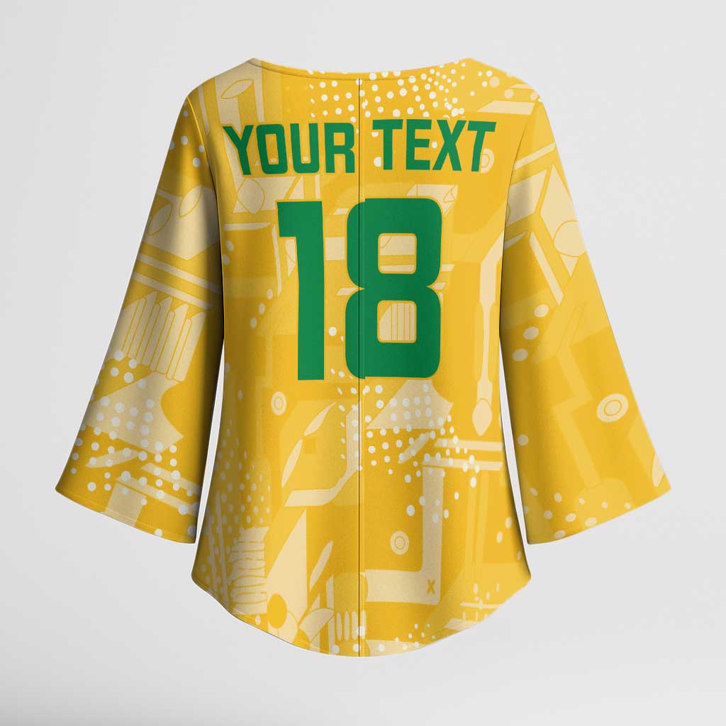 Custom Guyana Football Kimono Sleeve Blouse One Team One Game Yellow Version - Wonder Print Shop