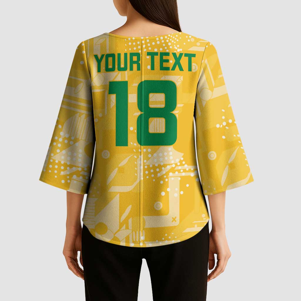 Custom Guyana Football Kimono Sleeve Blouse One Team One Game Yellow Version - Wonder Print Shop