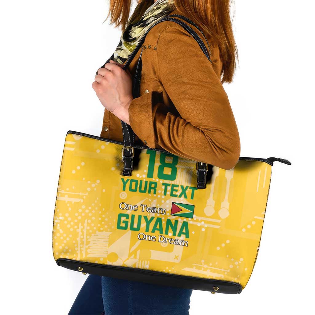 Custom Guyana Football Leather Tote Bag One Team One Game Yellow Version - Wonder Print Shop