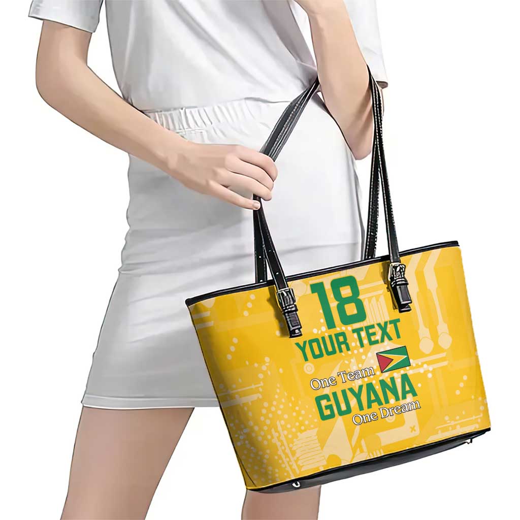 Custom Guyana Football Leather Tote Bag One Team One Game Yellow Version - Wonder Print Shop