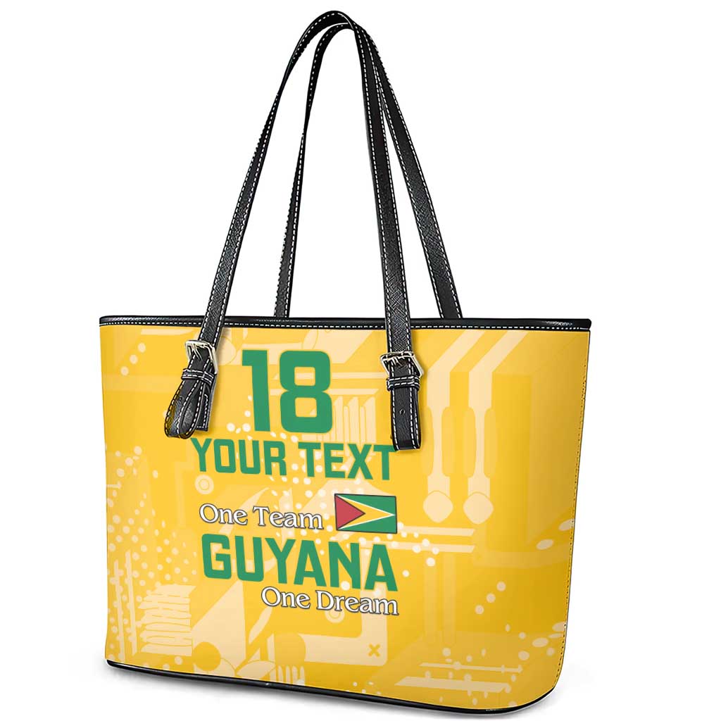 Custom Guyana Football Leather Tote Bag One Team One Game Yellow Version - Wonder Print Shop