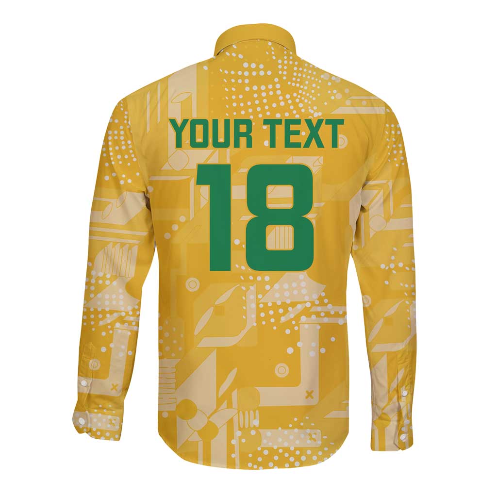 Custom Guyana Football Long Sleeve Button Shirt One Team One Game Yellow Version - Wonder Print Shop