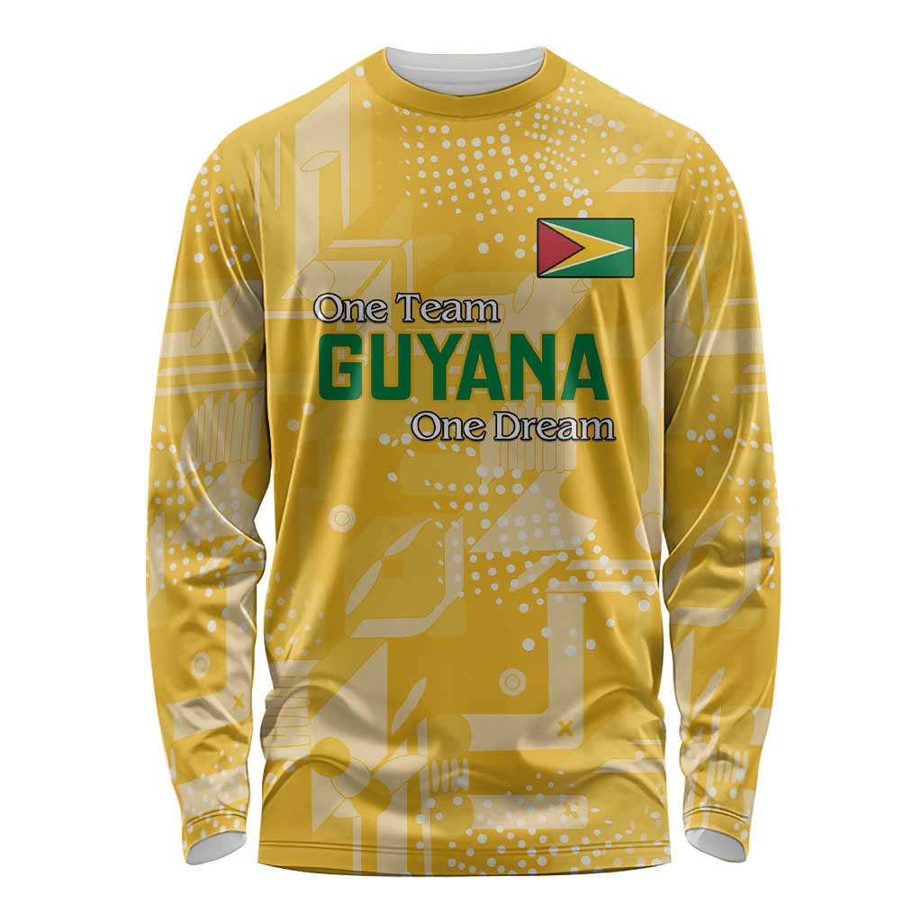 Custom Guyana Football Long Sleeve Shirt One Team One Game Yellow Version - Wonder Print Shop
