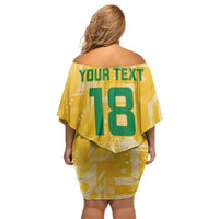 Custom Guyana Football Off Shoulder Short Dress One Team One Game Yellow Version - Wonder Print Shop