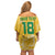 Custom Guyana Football Off Shoulder Short Dress One Team One Game Yellow Version - Wonder Print Shop