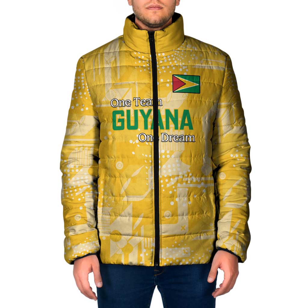 Custom Guyana Football Padded Jacket One Team One Game Yellow Version - Wonder Print Shop
