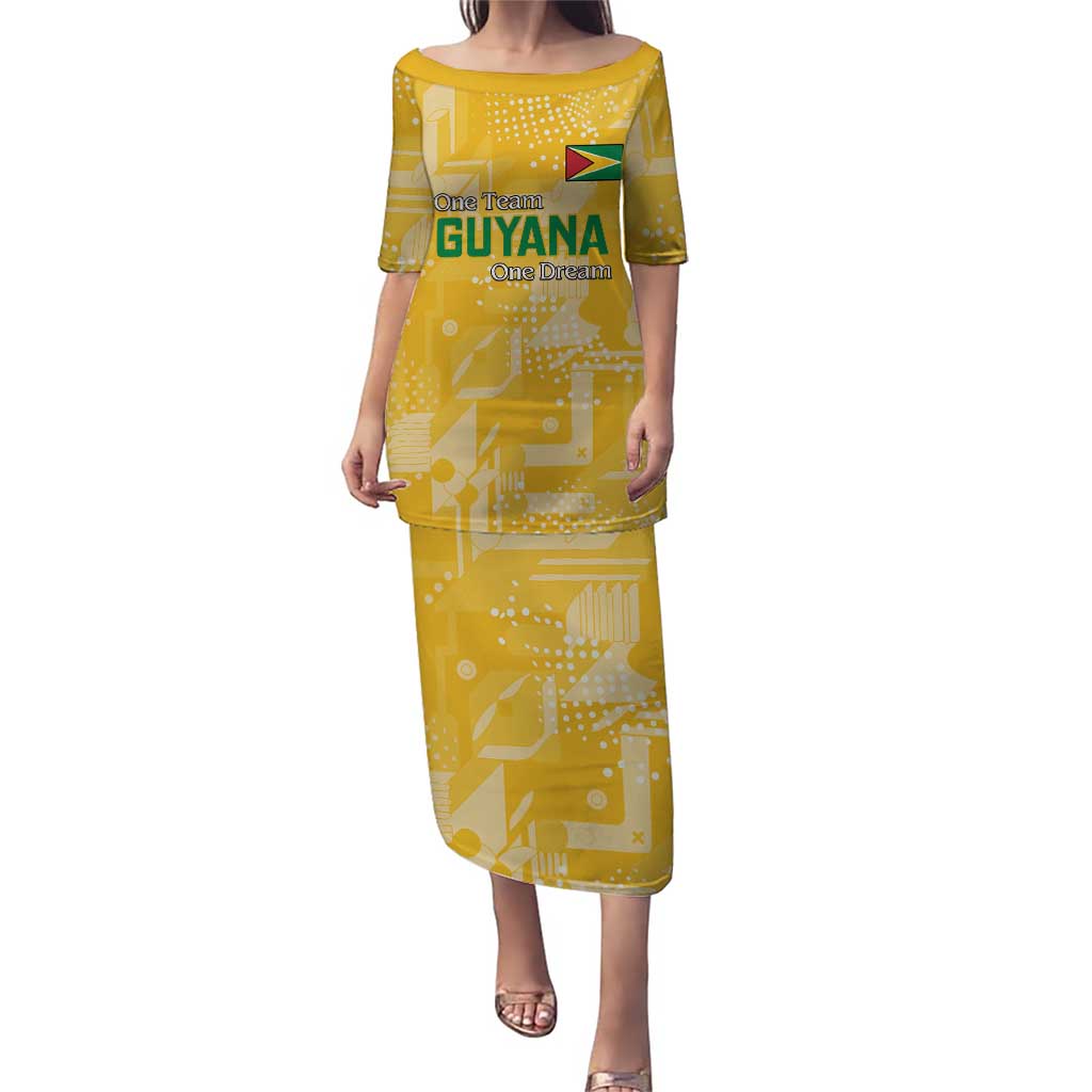 Custom Guyana Football Puletasi One Team One Game Yellow Version - Wonder Print Shop