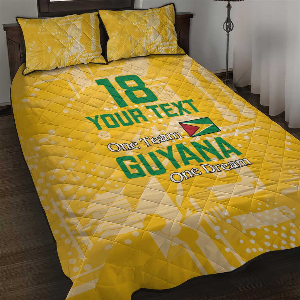 Custom Guyana Football Quilt Bed Set One Team One Game Yellow Version - Wonder Print Shop