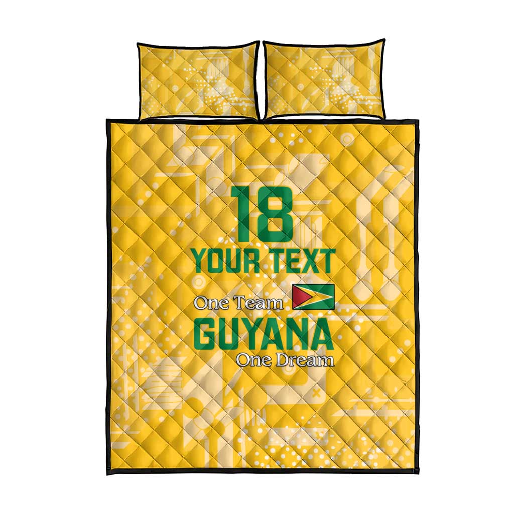 Custom Guyana Football Quilt Bed Set One Team One Game Yellow Version - Wonder Print Shop