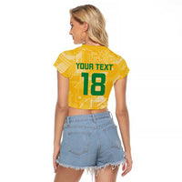 Custom Guyana Football Raglan Cropped T Shirt One Team One Game Yellow Version - Wonder Print Shop