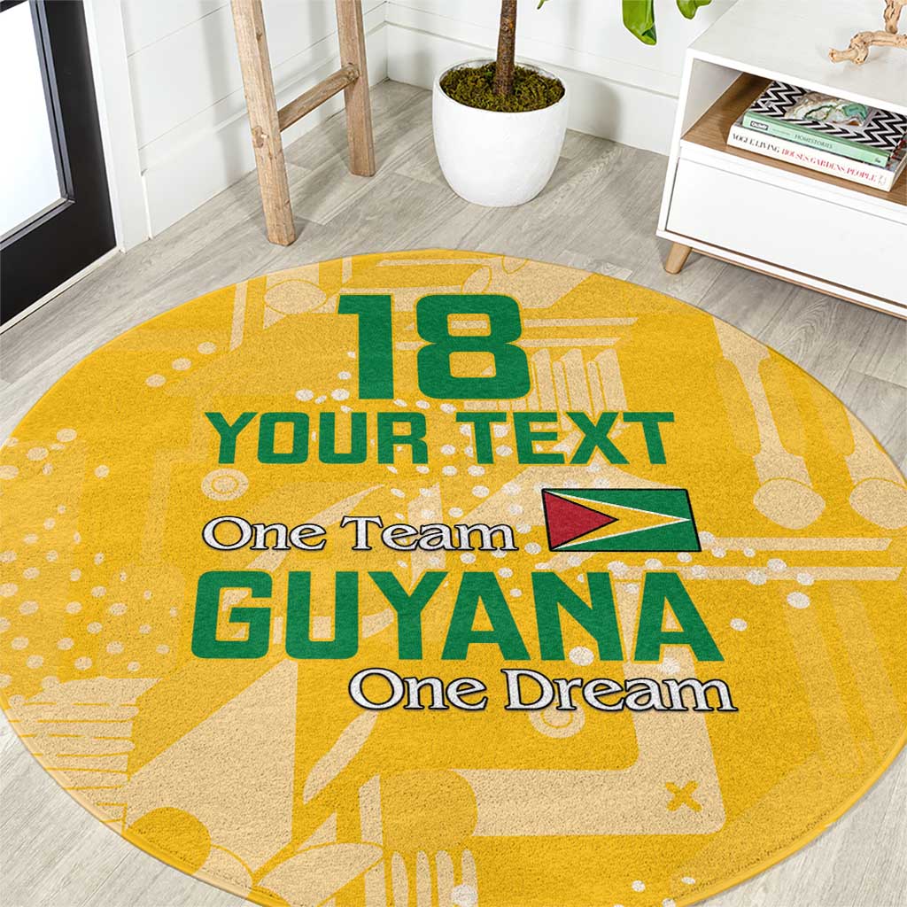 Custom Guyana Football Round Carpet One Team One Game Yellow Version - Wonder Print Shop