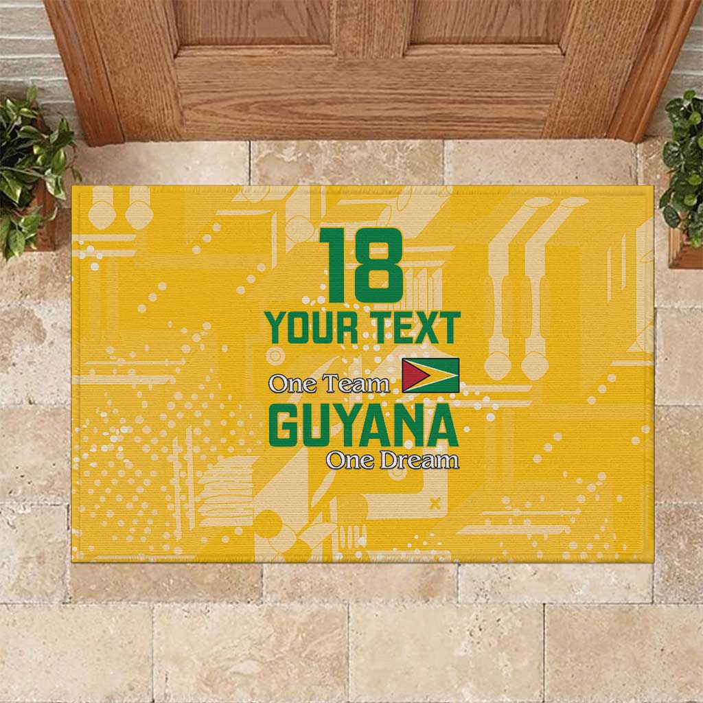 Custom Guyana Football Rubber Doormat One Team One Game Yellow Version - Wonder Print Shop