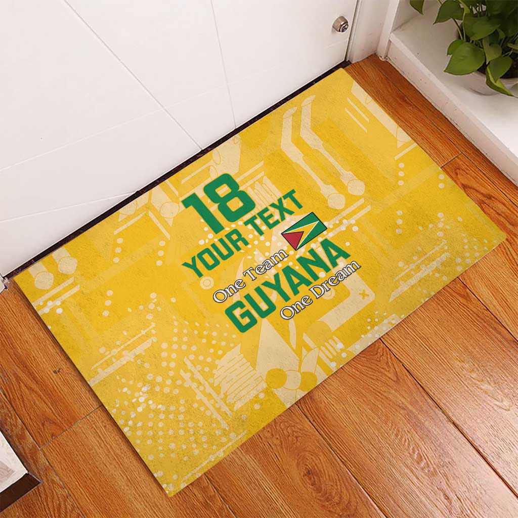 Custom Guyana Football Rubber Doormat One Team One Game Yellow Version - Wonder Print Shop