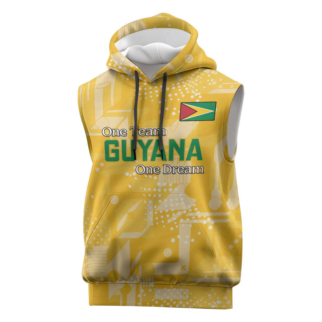 Custom Guyana Football Sleeveless Hoodie One Team One Game Yellow Version - Wonder Print Shop