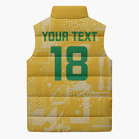 Custom Guyana Football Sleeveless Puffer Jacket One Team One Game Yellow Version - Wonder Print Shop