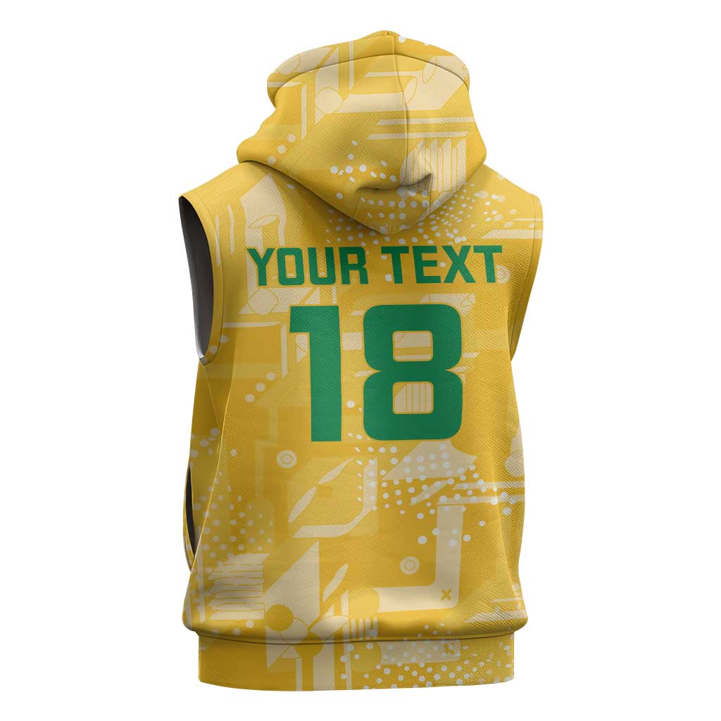 Custom Guyana Football Sleeveless Zip Hoodie One Team One Game Yellow Version - Wonder Print Shop
