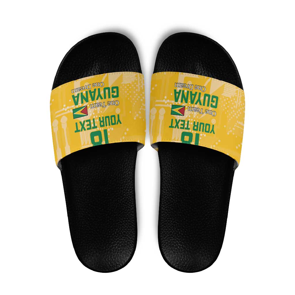 Custom Guyana Football Slide Sandals One Team One Game Yellow Version - Wonder Print Shop