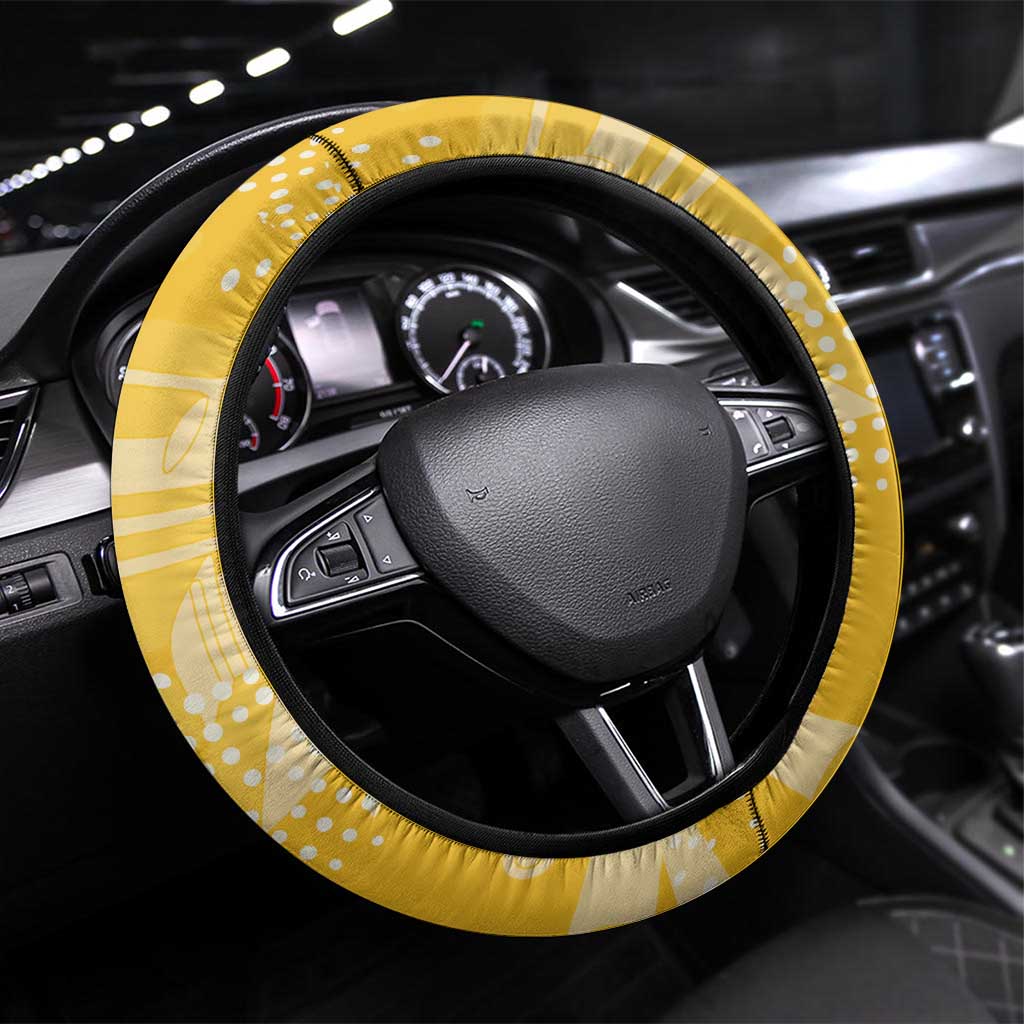 Guyana Football Steering Wheel Cover One Team One Game Yellow Version - Wonder Print Shop