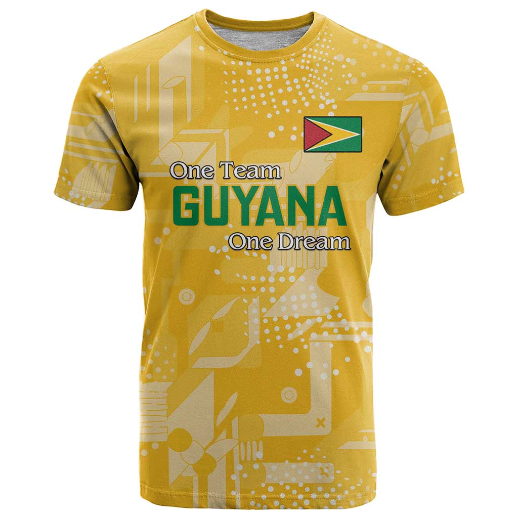 Custom Guyana Football T Shirt One Team One Game Yellow Version - Wonder Print Shop