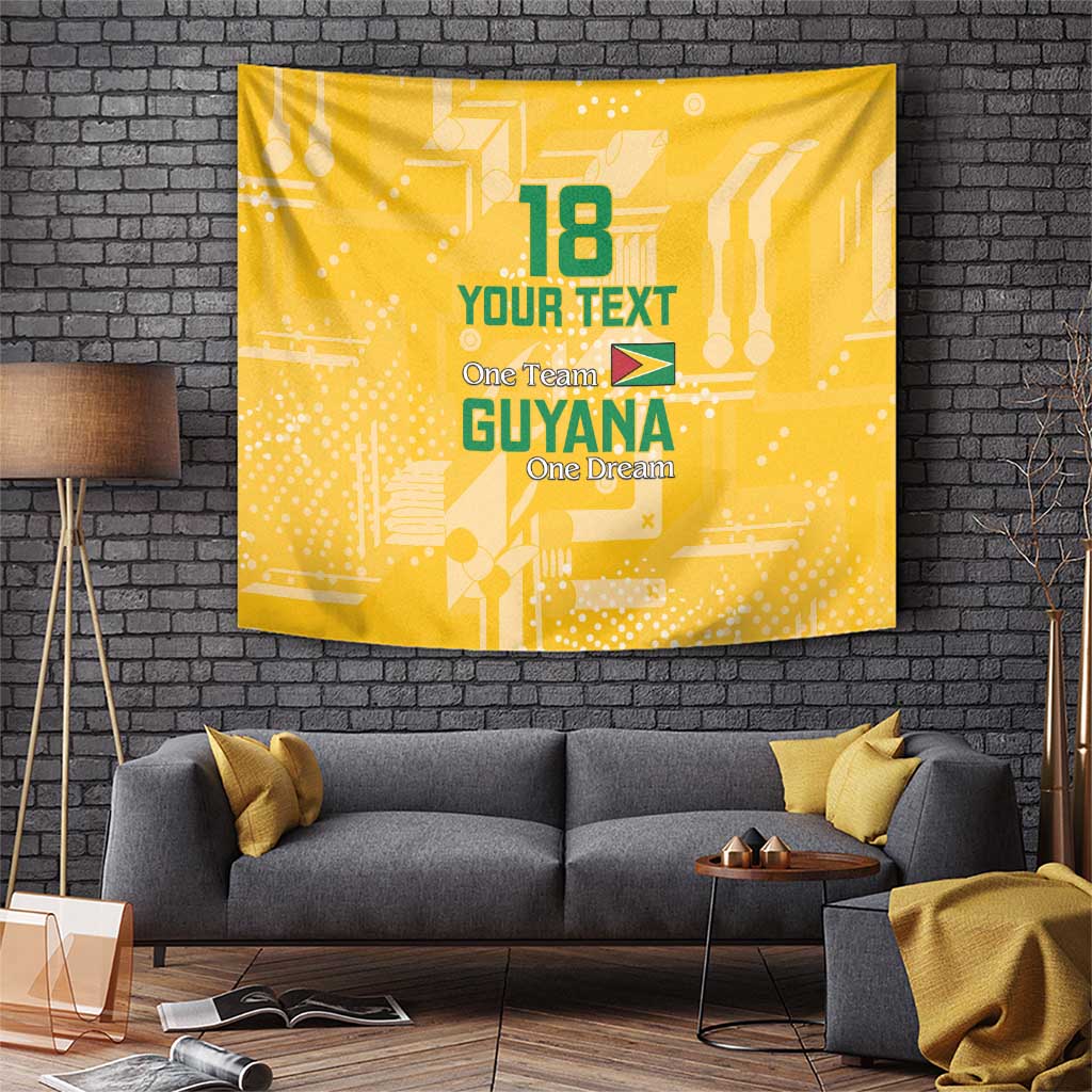 Custom Guyana Football Tapestry One Team One Game Yellow Version - Wonder Print Shop