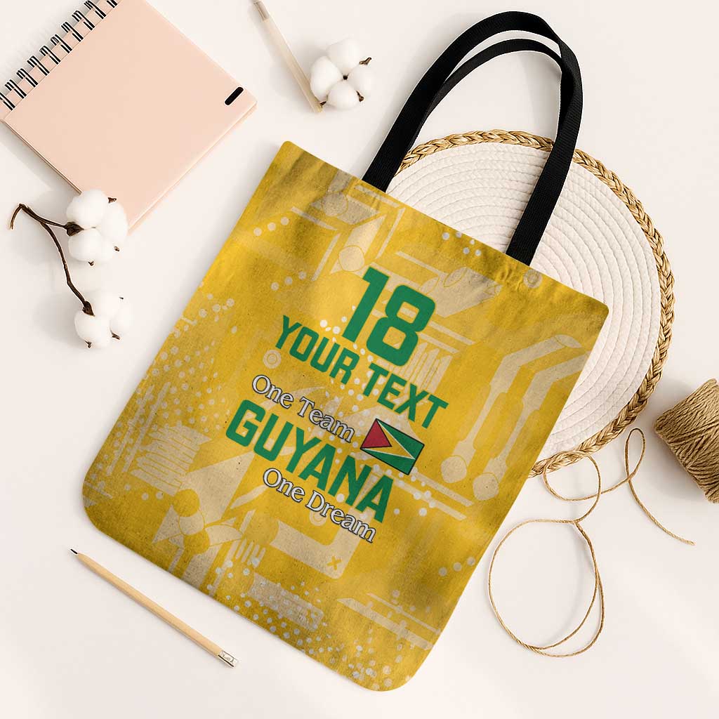 Custom Guyana Football Tote Bag One Team One Game Yellow Version - Wonder Print Shop