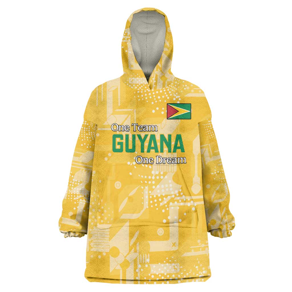Custom Guyana Football Wearable Blanket Hoodie One Team One Game Yellow Version - Wonder Print Shop