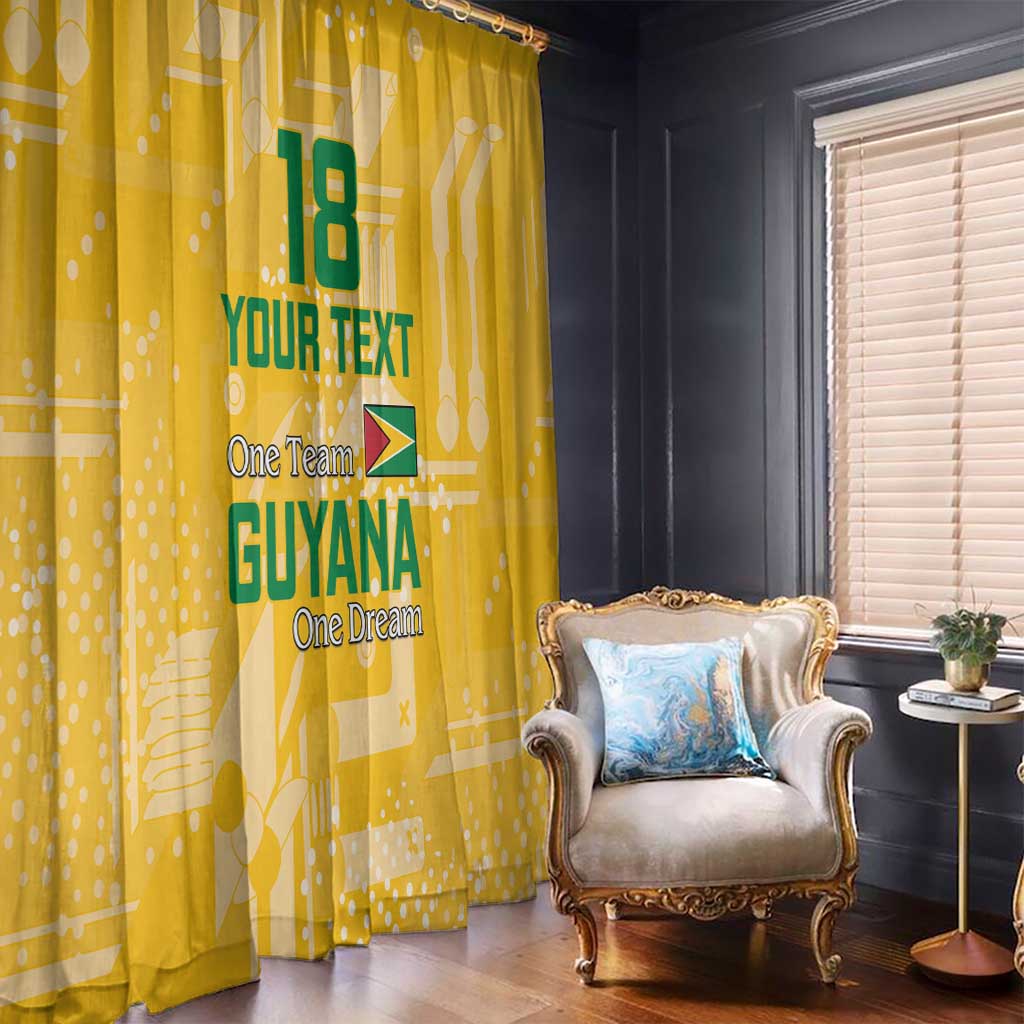 Custom Guyana Football Window Curtain One Team One Game Yellow Version - Wonder Print Shop