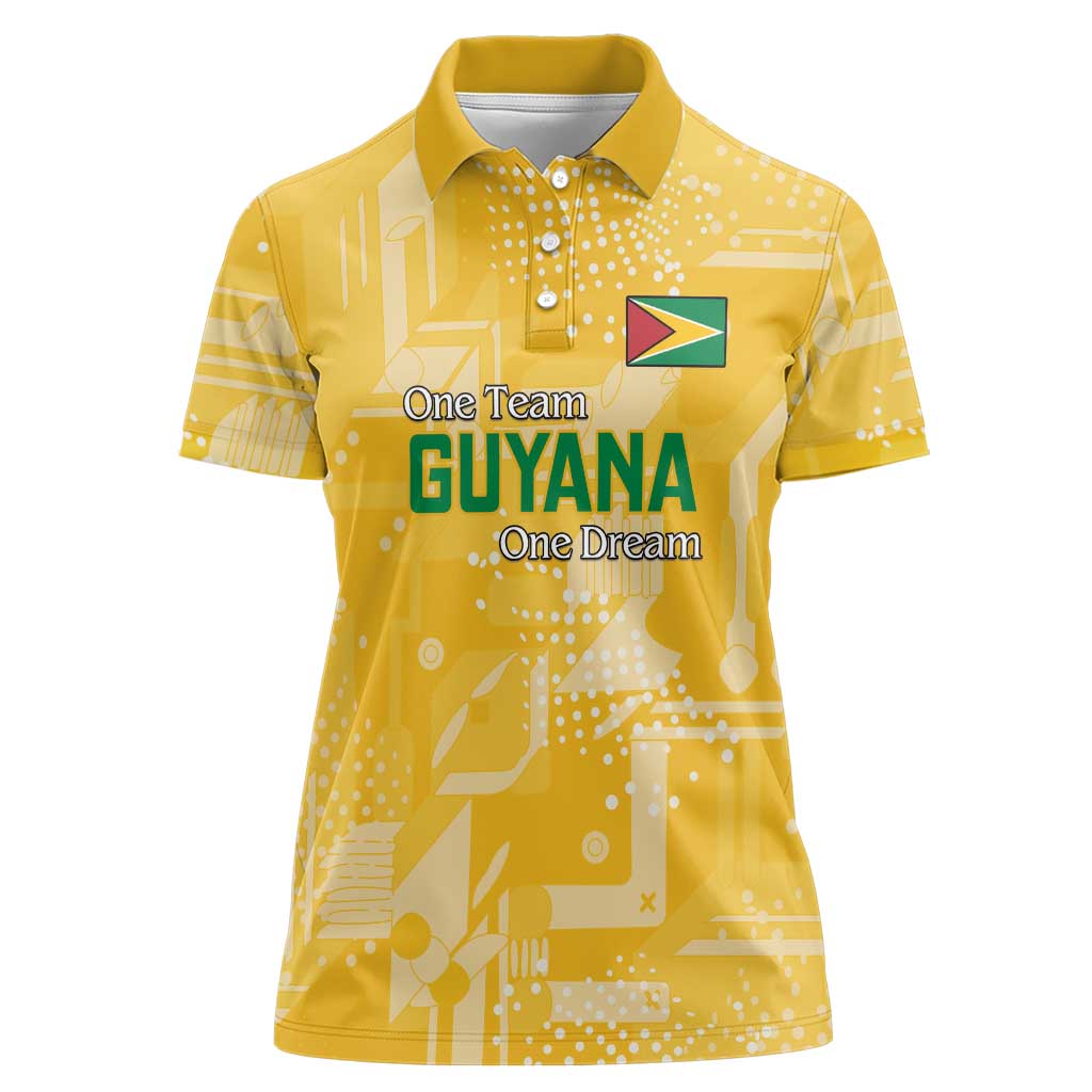 Custom Guyana Football Women Polo Shirt One Team One Game Yellow Version - Wonder Print Shop