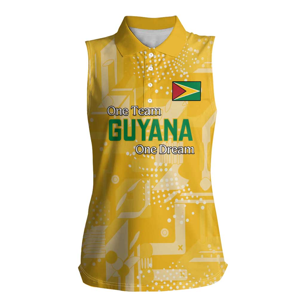 Custom Guyana Football Women Sleeveless Polo Shirt One Team One Game Yellow Version - Wonder Print Shop