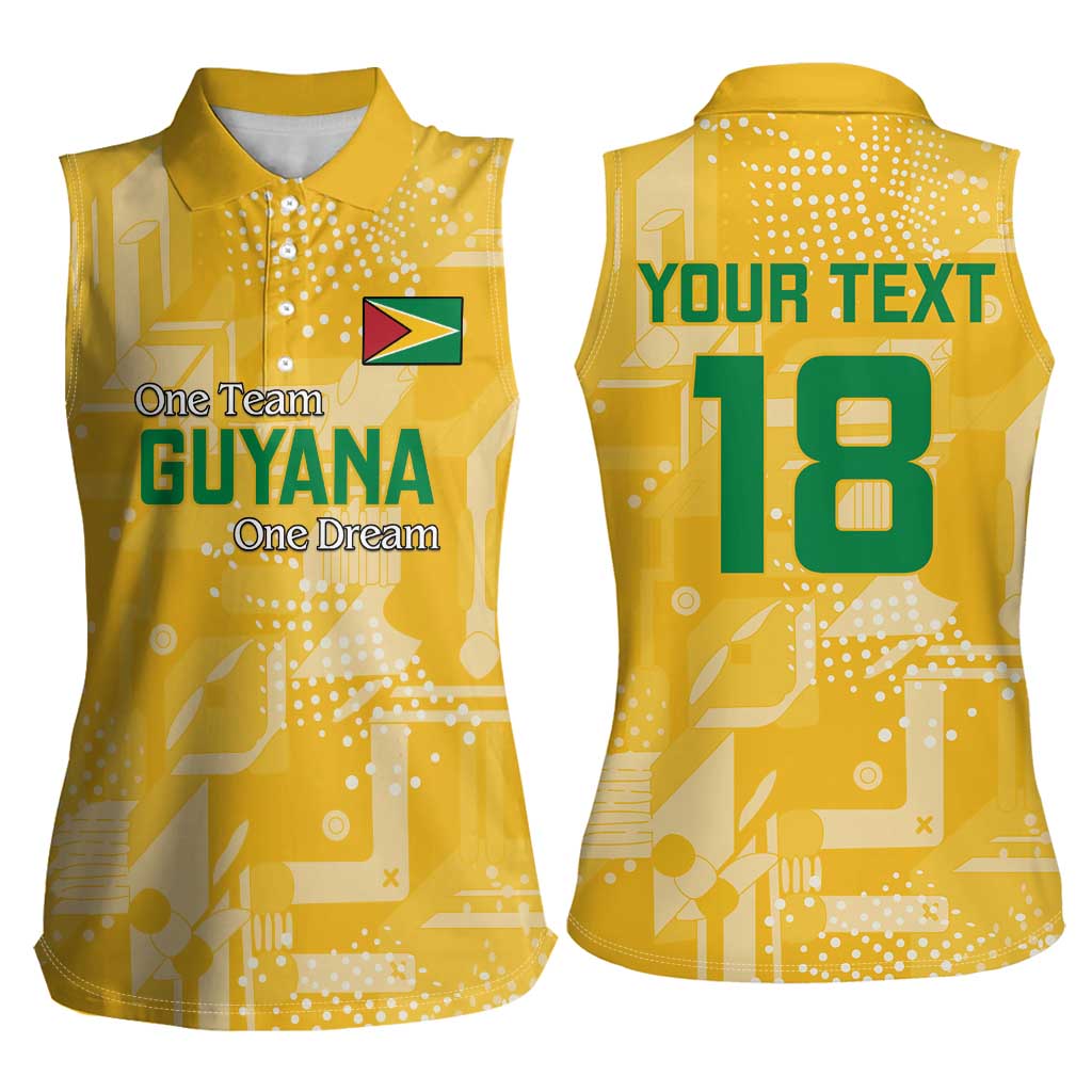 Custom Guyana Football Women Sleeveless Polo Shirt One Team One Game Yellow Version - Wonder Print Shop