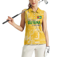 Custom Guyana Football Women Sleeveless Polo Shirt One Team One Game Yellow Version - Wonder Print Shop