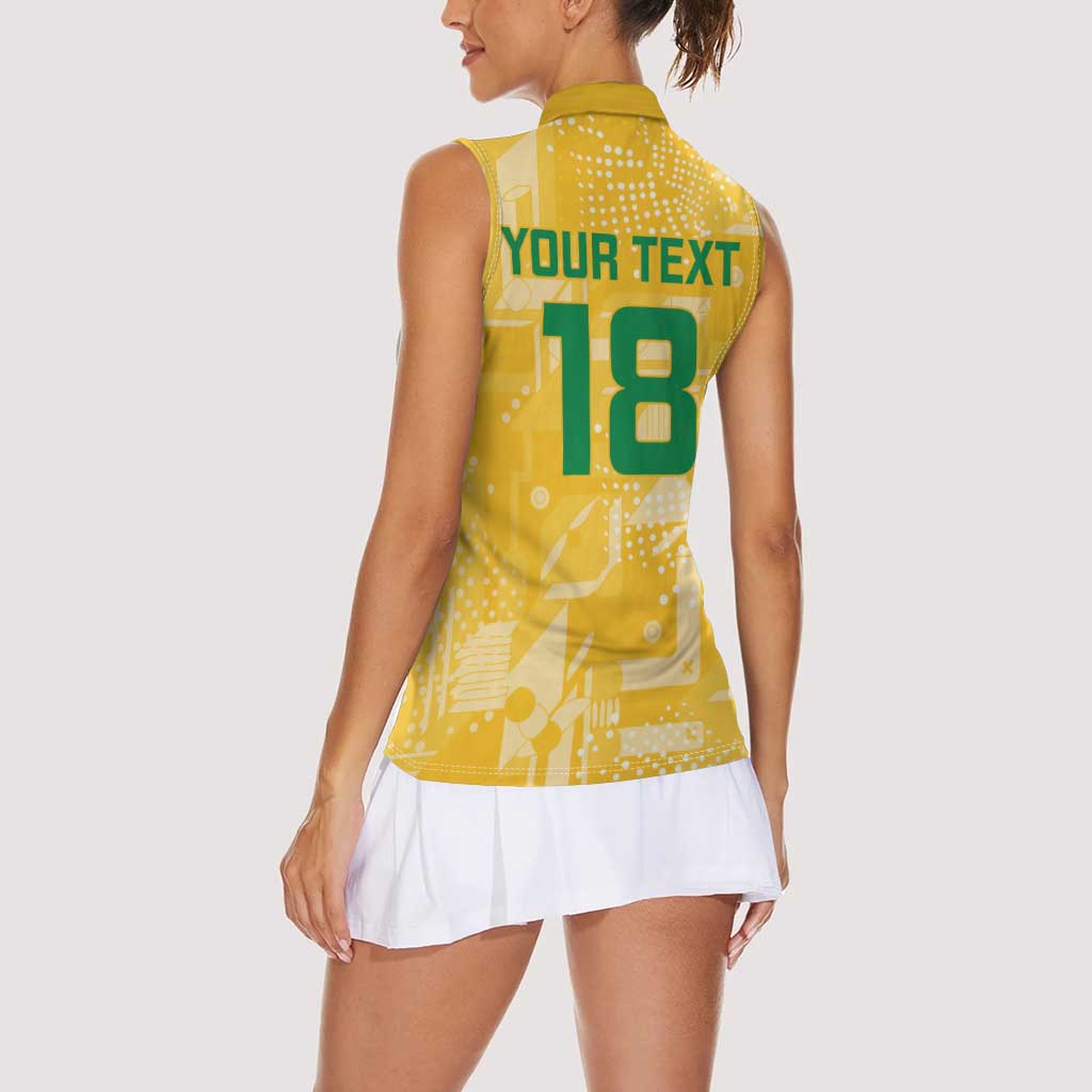 Custom Guyana Football Women Sleeveless Polo Shirt One Team One Game Yellow Version - Wonder Print Shop