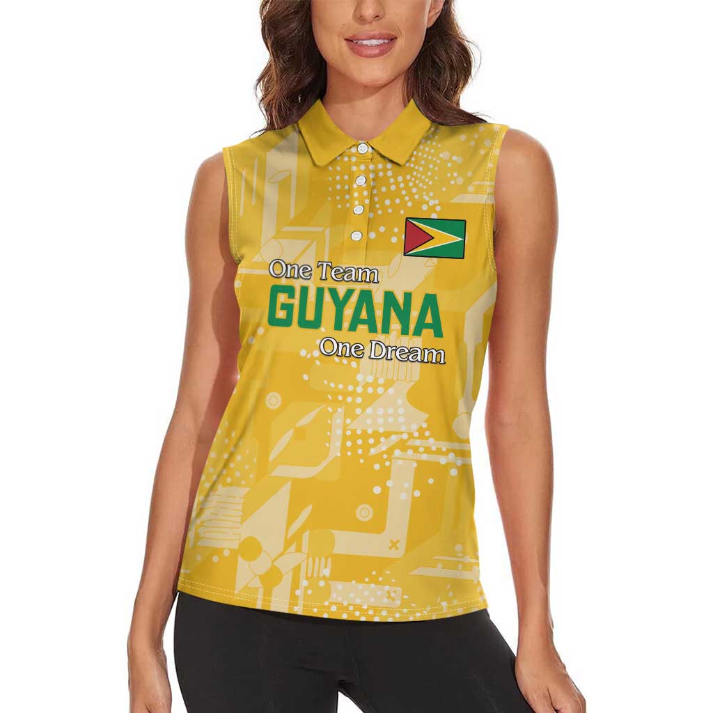 Custom Guyana Football Women Sleeveless Polo Shirt One Team One Game Yellow Version - Wonder Print Shop