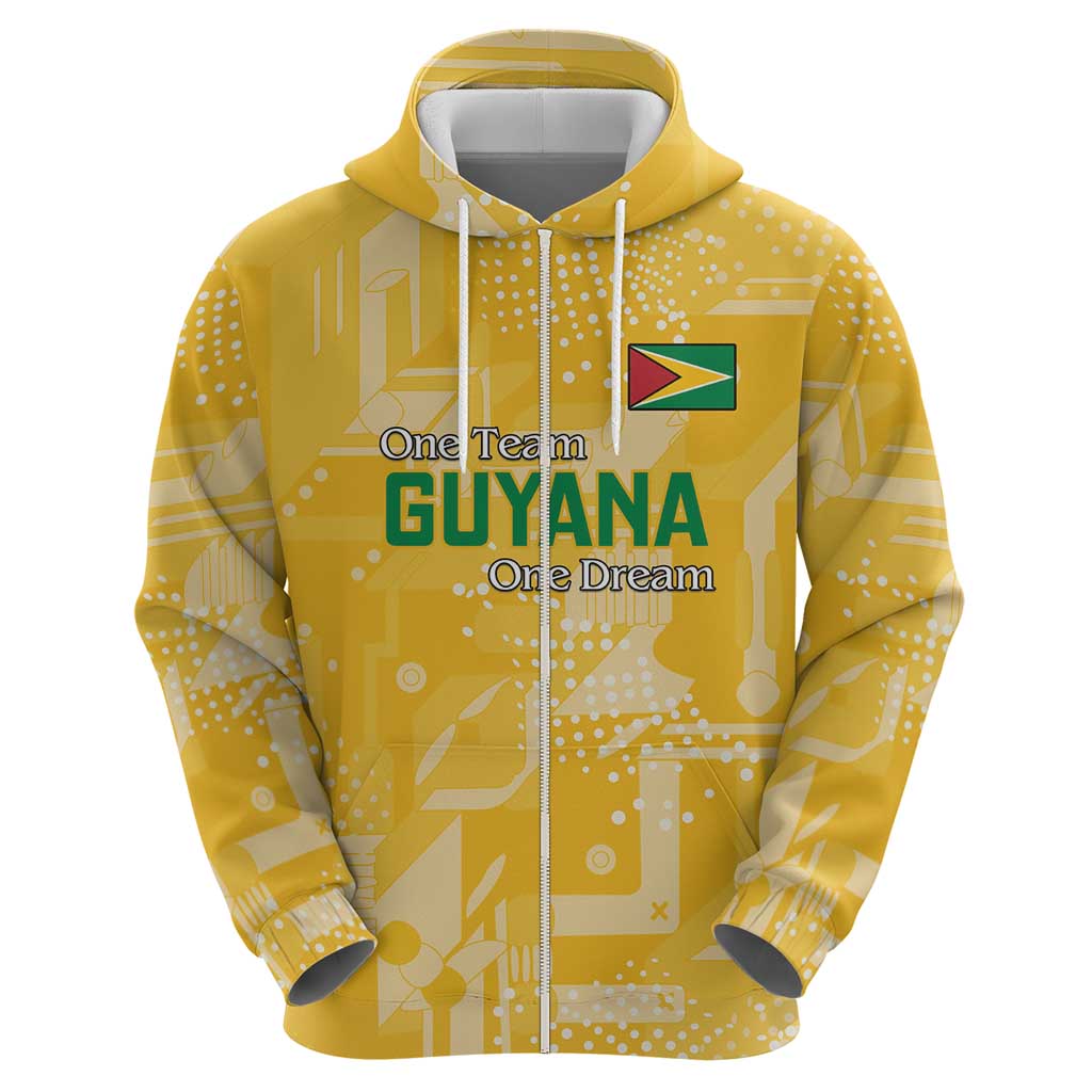 Custom Guyana Football Zip Hoodie One Team One Game Yellow Version - Wonder Print Shop