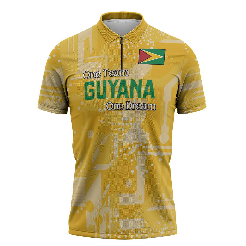 Custom Guyana Football Zipper Polo Shirt One Team One Game Yellow Version - Wonder Print Shop