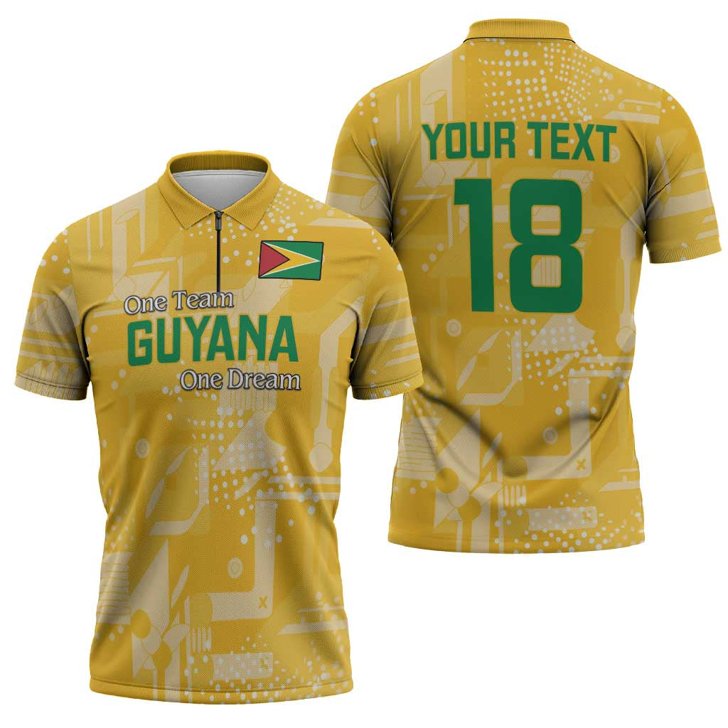 Custom Guyana Football Zipper Polo Shirt One Team One Game Yellow Version - Wonder Print Shop